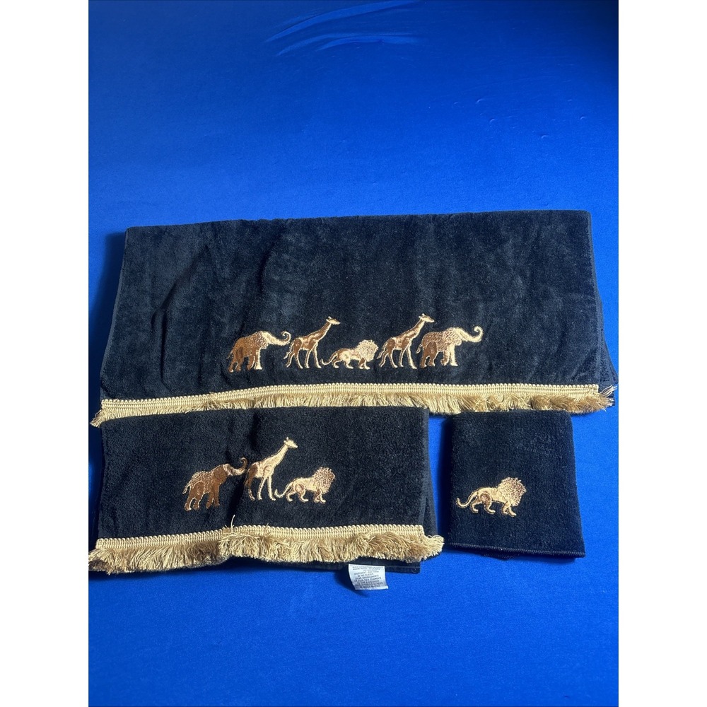 Avanti Vintage Safari Animal Embroidered Full Sz Towel,Hand Towel & Wash Cloths